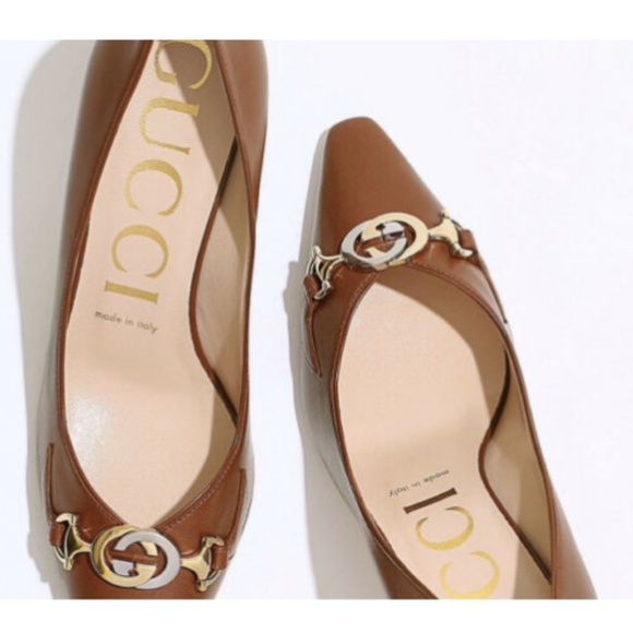 NIB Gucci Zumi 75 Pump Cognac Leather Pumps - Picture 4 of 12